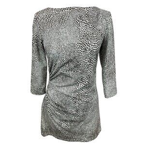 J. McLaughlin Side Ruched Stretch Tunic Top Women's S Python Print 3/4 Sleeve